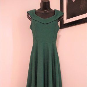 MUXXN Vintage Retro Green Off the Shoulder Dress